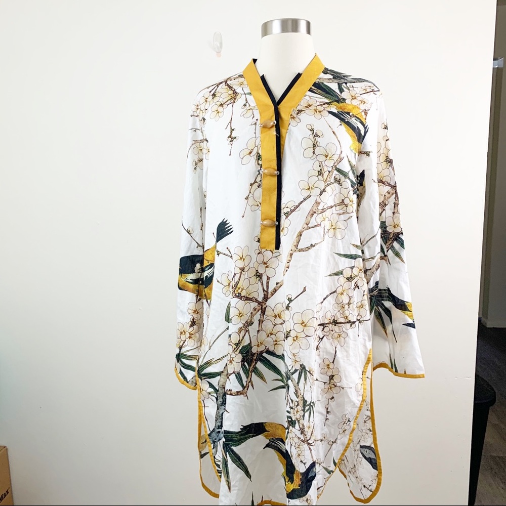 Sapphire Yellow Bird Asian Inspired Top